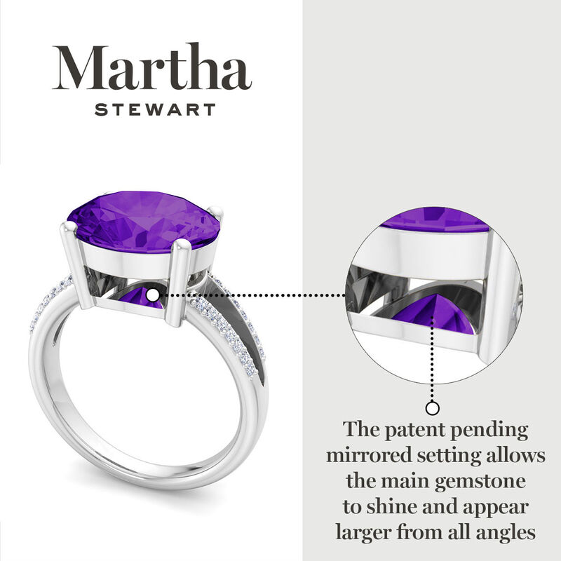 Martha Stewart 4 1/2ctw. Oval Amethyst & Lab Grown Diamond Ring In Sterling Silver image number null